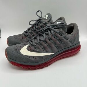 Nike Air Max 2016 Men's Size 9.5 Shoes Dark Grey Red Lace Up Sneakers Active Gym